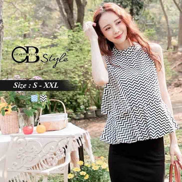 GEOMETRY BAND COLLAR COTTON TOP