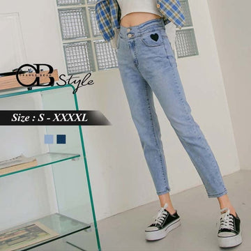 DENIM COTTON STRAIGHT JEANS