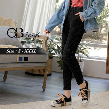 DENIM ELASTIC WAIST PANTS