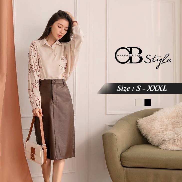 STRIPED PATCHED CHIFFON LONG SLEEVE LONGLINE TOPS