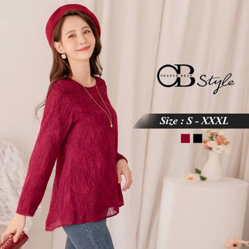 ELEGANT PURE COLOR ROUND NECK LONG SLEEVE TOPS