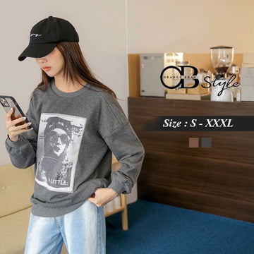 ROUND NECK DROP SHOULDER LONG SLEEVE LONGLINE TOPS