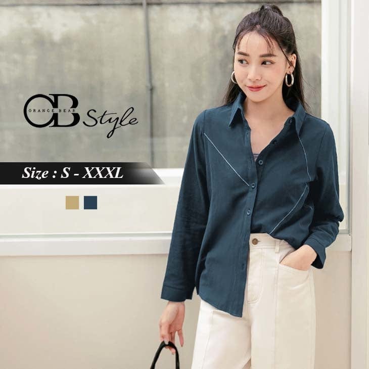COTTON PATCHED LONG SLEEVE BUTTON TUNIC SHIRTS