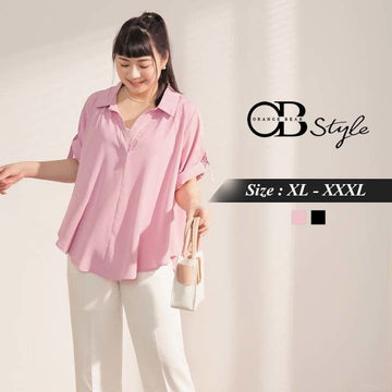 V-NECK A-LINE CHIFFON OVERSIZE TUNIC SHIRTS