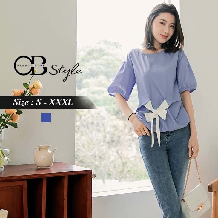 ELEGANT ROUND NECK STRIPED PATCHED SHORT SLEEVE TOPS