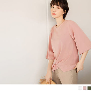 ROUND NECK 3/4 SLEEVE A-LINE TOPS