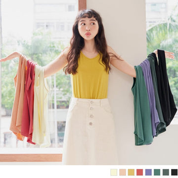 MULTI COLOR U-NECK SLEEVELESS TOPS