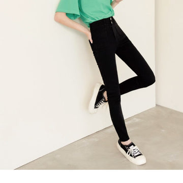 MEDIUM WAIST WASHED SKINNY LONG PANTS