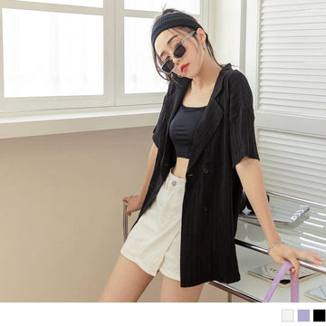 DROP SHOULDER SHORT SLEEVE TUNIC SUIT JACKETS