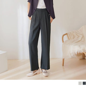 MEDIUM WAIST PLEAT STRAIGHT SUIT LONG PANTS