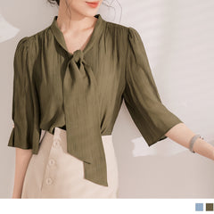 (TW STOCK) OB STYLE  | ELEGANT CHIFFON PEARL BUTTONS SHORT SLEEVE TOPS | 2 COLOR | S-XXL SIZE | PLUS SIZE