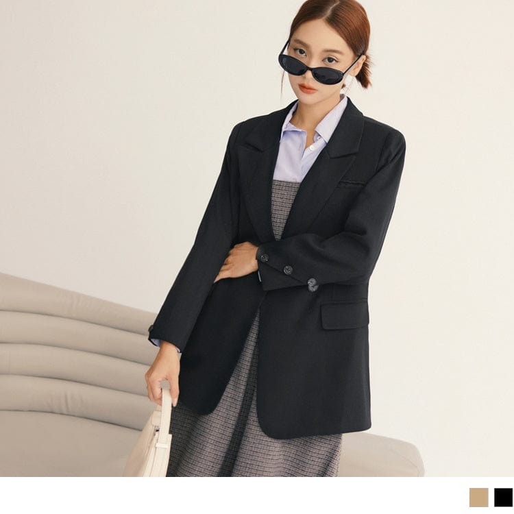 LONGLINE TUNIC BUTTON SUIT COLLAR SUIT JACKETS