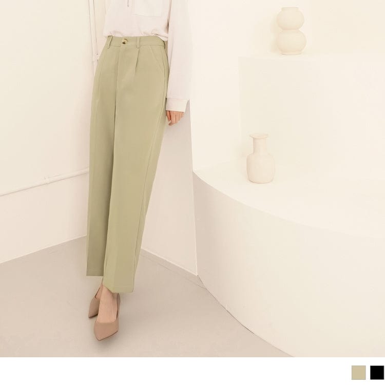 PLUS+ PURE COLOR HIGH WAIST STRAIGHT SUIT PANTS