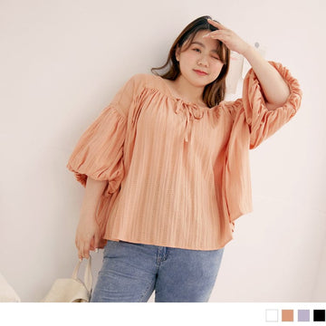 ELEGANT ROUND NECK PUFF SLEEVE A-LINE LOOSE TOPS