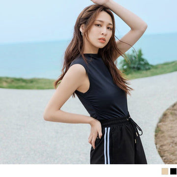 CASUAL HIGH NECK SLEEVELESS CROP TOPS