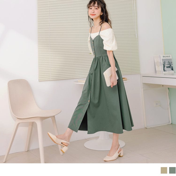 ELEGANT SPAGHETTI STRAP V-NECK MAXI DRESS