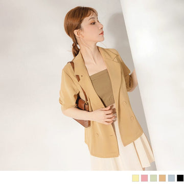 CHIFFON LAYERED-LOOK BUTTONS SUIT JACKETS?? 6 COLOR