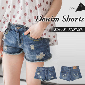 WASHED DENIM SHORTS PANTS