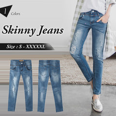 (TW STOCK) OB STYLE | WORN-OUT SKINNY JEANS | S-XXXXL SIZE | PLUS SIZE | VARIOUS COLOR |