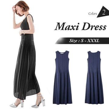 EMBOSSED PLAIN DRAWSTRING SLEEVELESS MAXI DRESS