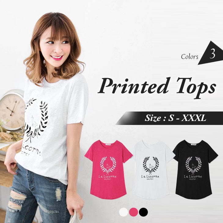 LEAF PRINT ARC HEM TOPS