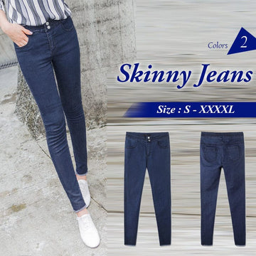 DOUBLE BUTTON TWILL SKINNY JEANS