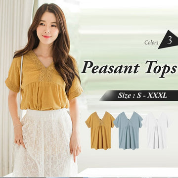 LACE-PANELED PEASANT TOPS