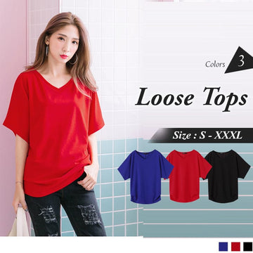 SOLID COLOR DOLMAN SLEEVE LOOSE TOPS