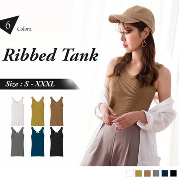 SLEEVELESS V-NECK RIBBED TANK