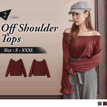 OFF SHOULDER LONG SLEEVE TOPS