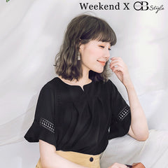 (SG STOCK) WEEKEND X OB DESIGN CASUAL WORK WOMEN CLOTHES V NECK LACE RUFFLE LOOSE BLOUSE SHIRT TOPS S-XXXL SIZE PLUS SIZE