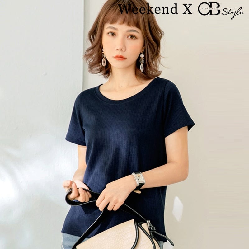 WEEKEND X OB DESIGN RIBBED BLOUSE SHIRT TOPS