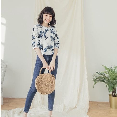 (SG STOCK) WEEKEND X OB DESIGN CASUAL WORK WOMEN CLOTHES DRAWSTRING HEM TUNIC BUCKLE PRINTED TOPS