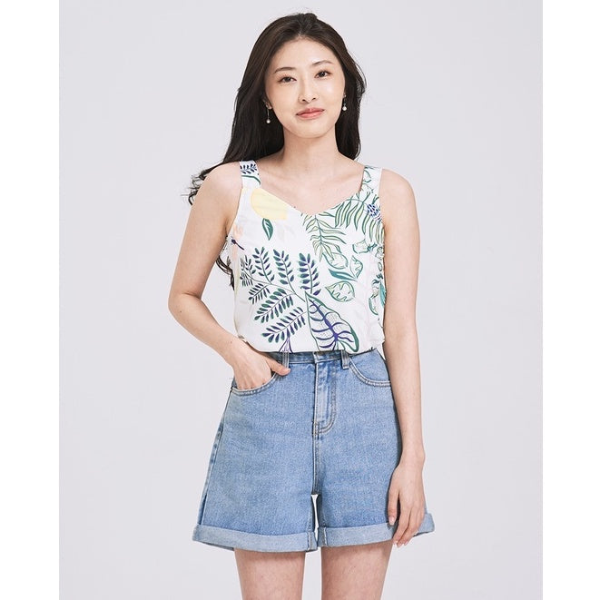 (SG STOCK) IN THE MOOD CASUAL WORK HOLIDAYS WOMEN CLOTHES V-NECK SLEEVELESS PRINTED TANK TOPS S-XL SIZE