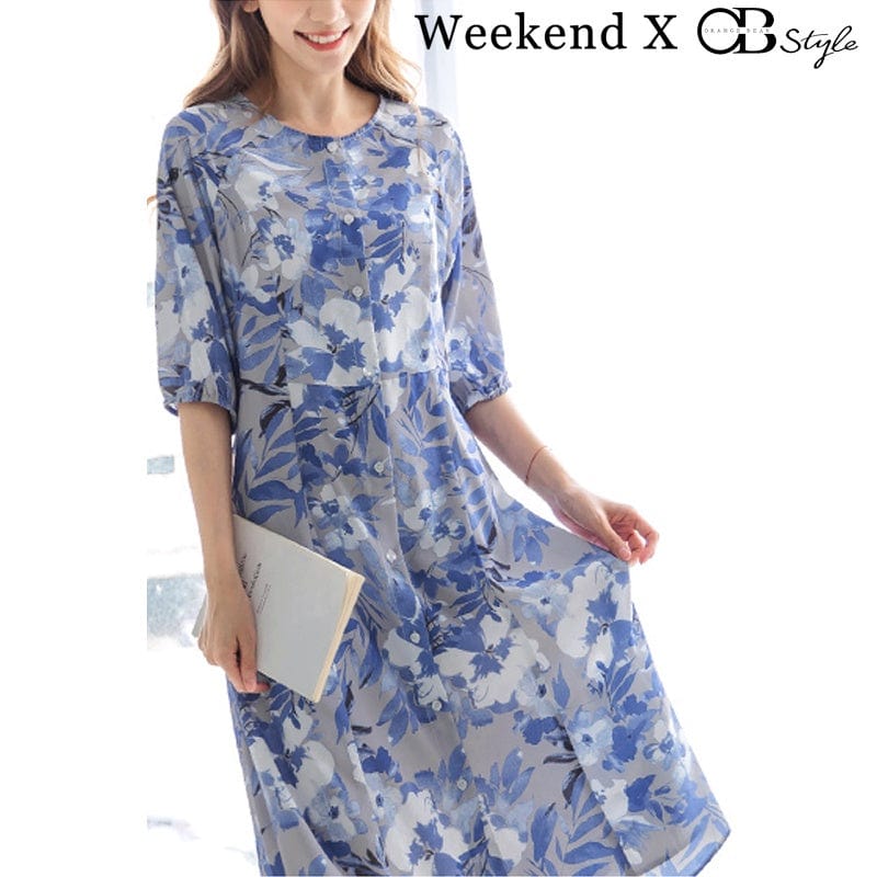 (SG STOCK) WEEKEND X OB DESIGN WOMEN CLOTHES FLORAL PRINT BUTTON LONG MAXI MIDI SHIRT DRESS