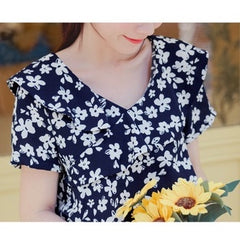 (SG STOCK) OB DESIGN WOMEN HOLIDAYS CASUAL FLOWER PRINTED CHIFFON TOPS PLUS SIZE