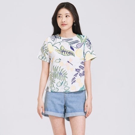 (SG STOCK) IN THE MOOD CASUAL WORK HOLIDAYS WOMEN CLOTHES ROUND NECK SHORT SLEEVE PRINTED SHIRTS BLOUSE TOPS S-XL SIZE