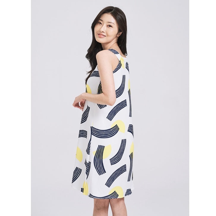 (SG STOCK) IN THE MOOD CASUAL WORK HOLIDAYS WOMEN CLOTHES SLEEVELESS V-NECK PRINTED A-LINE MIDI DRESS S-XL SIZE