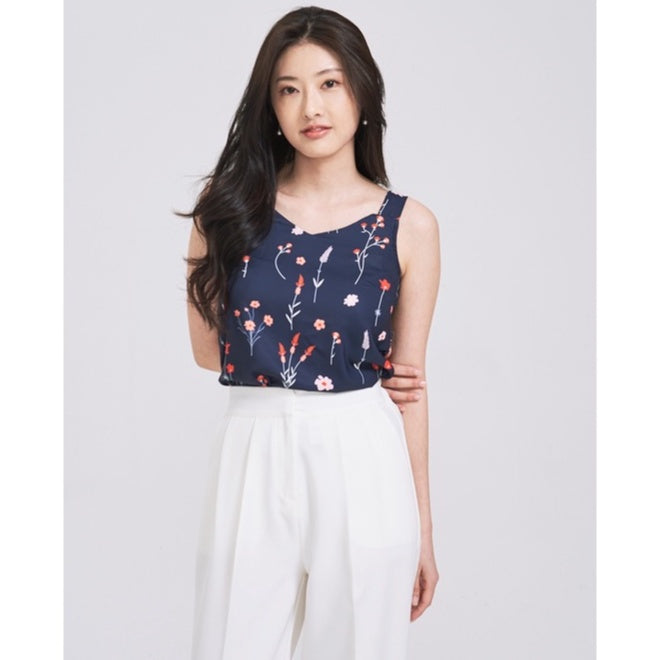 (SG STOCK) IN THE MOOD CASUAL WORK HOLIDAYS WOMEN CLOTHES V-NECK SLEEVELESS PRINTED TANK TOPS S-XL SIZE