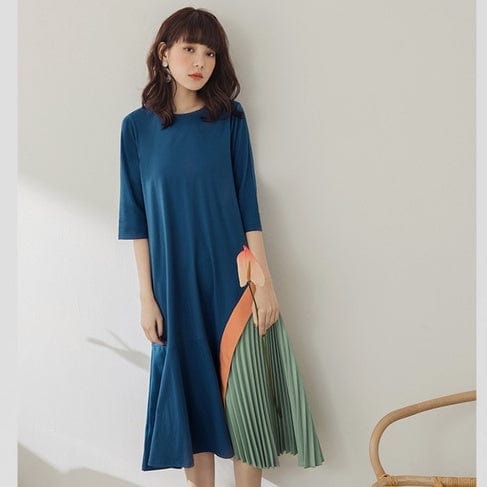 (SG STOCK) WEEKEND X OB DESIGN PATCHED SIDE PLEATED DRESS